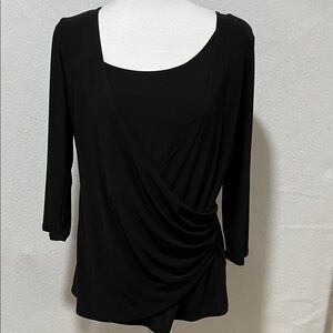 PROSPECT BLVD.Elegant Black Women's Drape Blouse